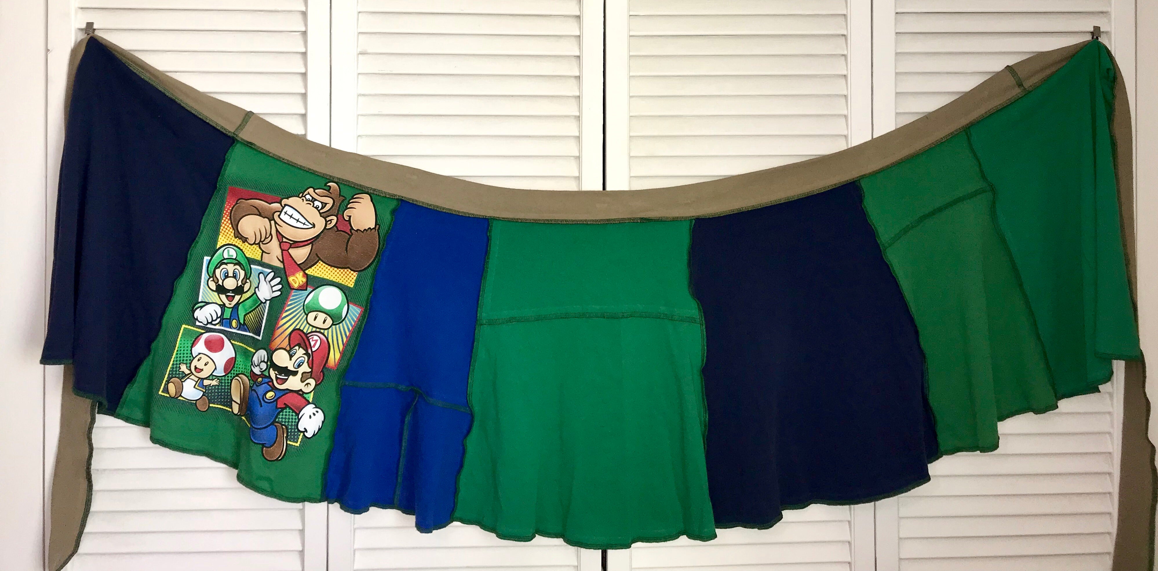 Super Mario Upcycled T-shirt Wrap Skirt