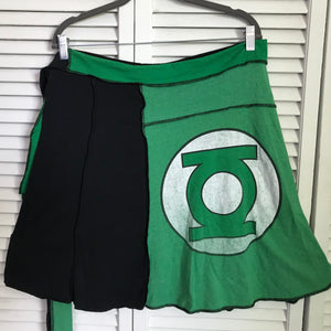 Green Lantern Upcycled T-shirt Wrap Skirt