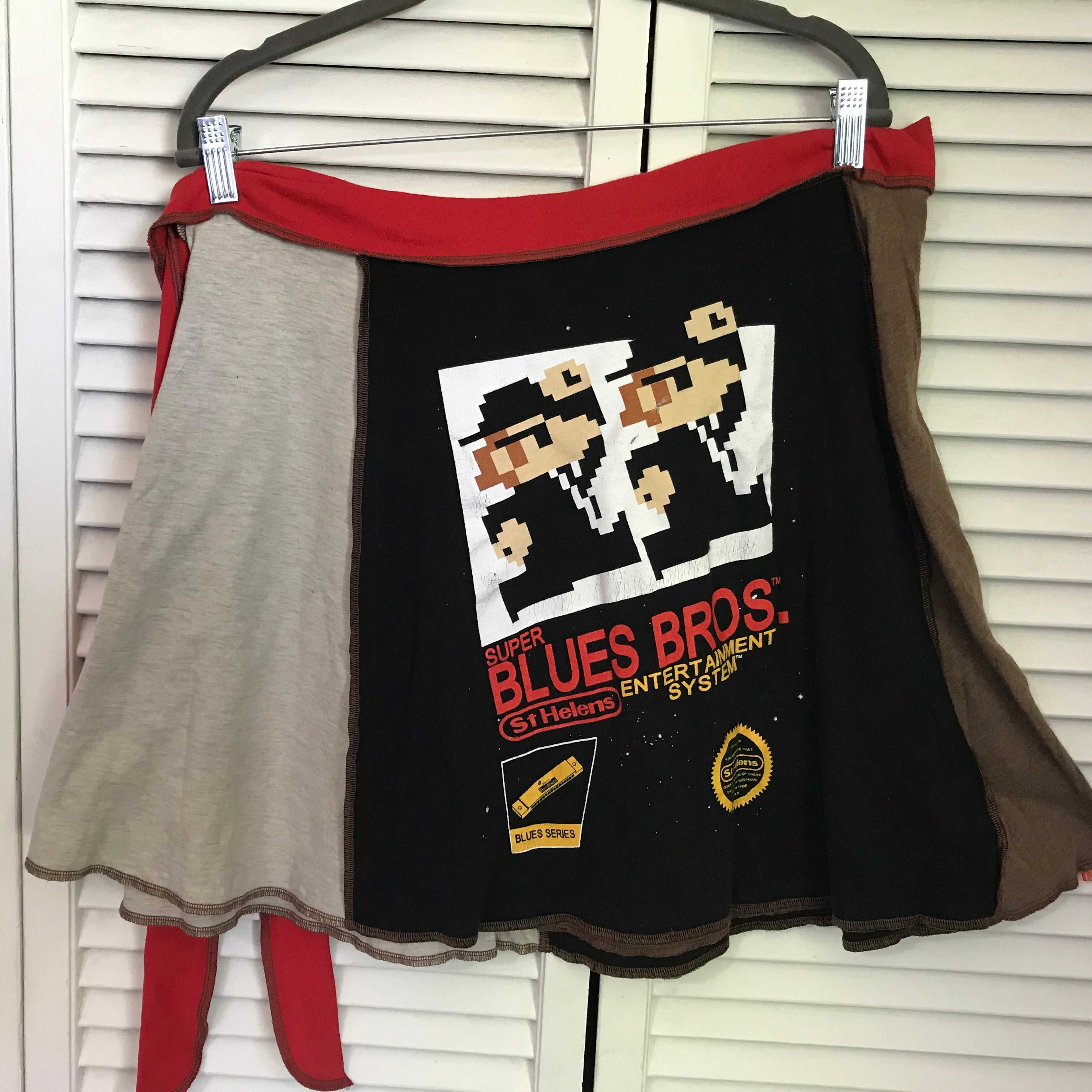 Super Blues Bros. Upcycled T-shirt Wrap Skirt