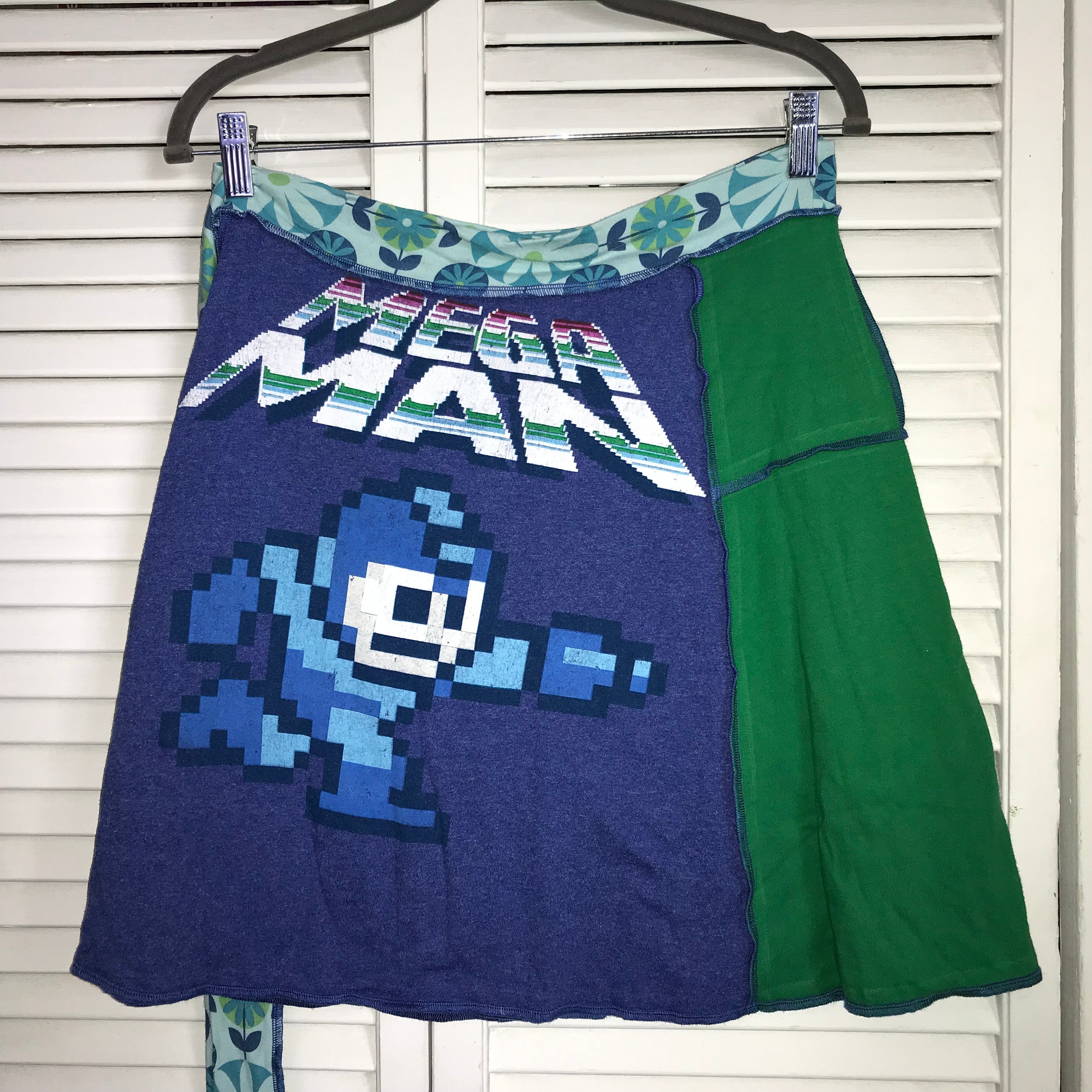 Mega Man Upcycled T-shirt Wrap Skirt